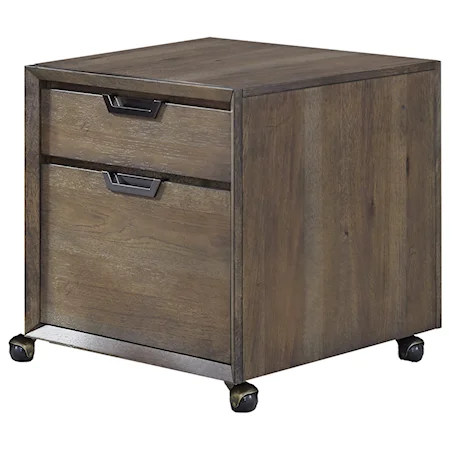 Contemporary Rolling File Cabinet with Two Drawers